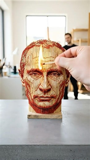 🔥 I built Putin From Matchsticks… Then Burn It 🔥 #shorts