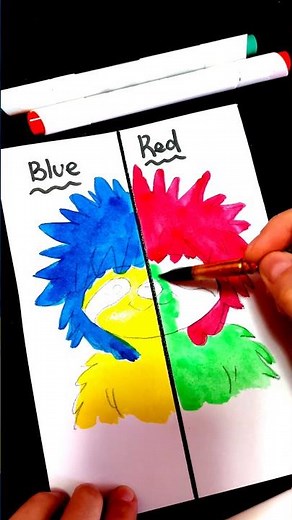 Drawing a Sloth in a Bright Blue Red Wig #art #drawing