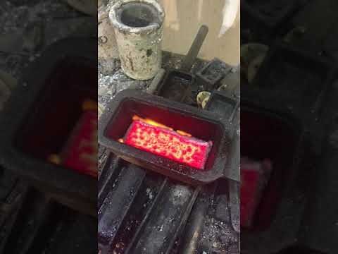 Melting and pour casting a gold dore bar