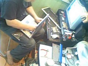 Notebook repair on knees