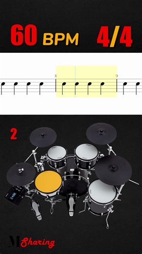 Quarter Note On The Snare Drum Exercise - 2 (60 BPM - 4/4 )