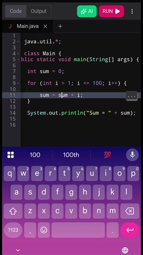 🔥 Sum of All Numbers in Java | Java Program #shorts #java #coding
