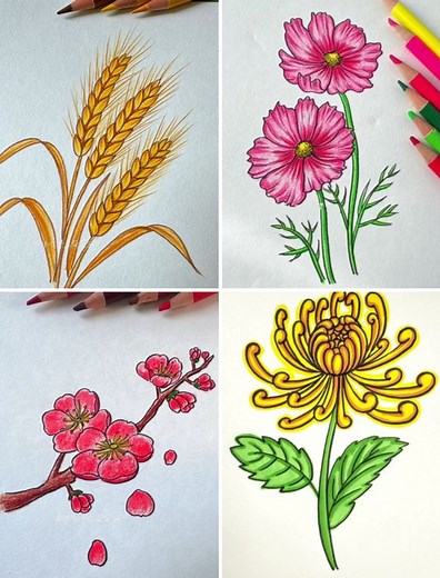 Beautiful Flower Drawings with Easy Tricks :) | Simple Crafts