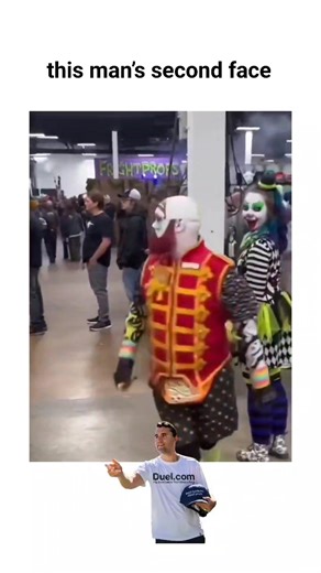 @memesrelatablelife.vibe on Instagram: "The post shares a 14-second video from the FrightProps horror convention, where a clown performer uses detailed prosthetics and makeup to unveil a hyper-realistic human face on the back of his head, creating a surprising "second face" illusion. As content from @FeelYouHappy , an account focused on anxiety-relief humor, the clip has quickly amassed 7,000+ views and sparked amused replies like "Dual faced" and references to the Joker, underscoring its blend