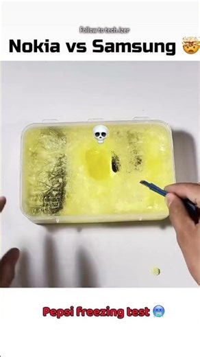 Samsung vs Nokia Ice Test ❄️ 😱🤯 #smartphone #ytshorts #tech #automobile