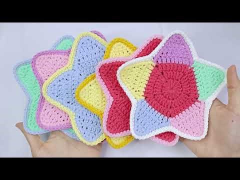 Easy Crochet Star Coaster Tutorial | Crochet Star | Chenda DIY