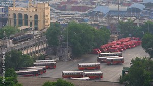 Bandra west bus depot early morning top view shot Bandra BEST Bus Depot