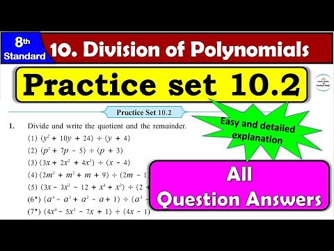 Practice Set 10.2 | Class 8 | Chapter 10 Division of Polynomials | Maths | All Question Answers