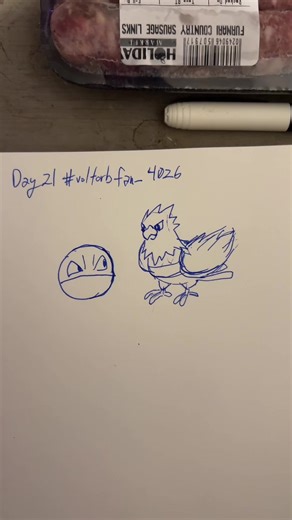 Day 21 of drawing voltorb everyday of 2026 #voltorb #spearow #pokemon