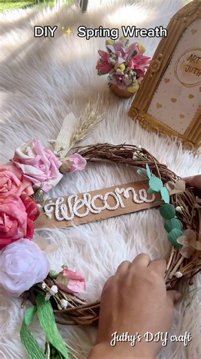 DIY spring Wreath / how to make spring wreath from paper flowers #shorts #diy #handmade #flowers