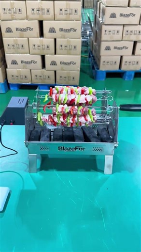 Using an electric rotating grill for a barbecue—it's a fantastic tool. #blazeforF3 #bbq #hotstyle