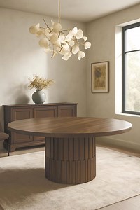 Emilia Round Dining Table Handmade Solid Hardwood Fluted Base - Etsy