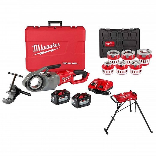 Milwaukee M18 Fuel One-Key Cordless Brushless Pipe Threader Kit with NPT Forged Aluminum Die Head PACKOUT Kit & Tripod Chain Vise 2874-22HD-48-36-1060-48-22-8690 - The Home Depot