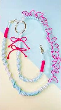 [Part 1] Let's make a super cute ruffled ribbon shoulder strap❤️#shorts #paracord #howtoknit #howto