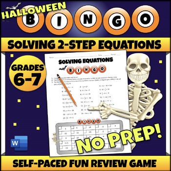 7th Grade Math Halloween Game | Solving 2-Step Equations Review Activity