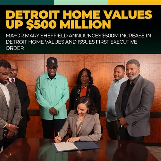 Detroit is growing and we’re doing it the right way. Mayor Mary Sheffield announced $500M in home value gains, marking the 11th consecutive year of increases, while protecting homeowners with a 2.7% tax cap. With her first Executive Order, Mayor Mary Sheffield is directing the Assessor to align Detroit’s assessment process with national best practices, ensuring transparency and accountability for every homeowner. #DreamBigRiseHigher