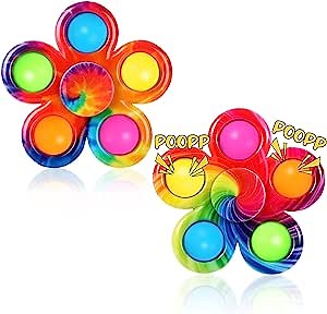 Pop Spinner Fidget Toy 2 Pack Valentines Party Favors Goodie Bag Stuffer, Push Bubble Sensory Toy Fidget Pack Return Gifts, Popper Hand Spinners Toys Prize for Classroom Rewards