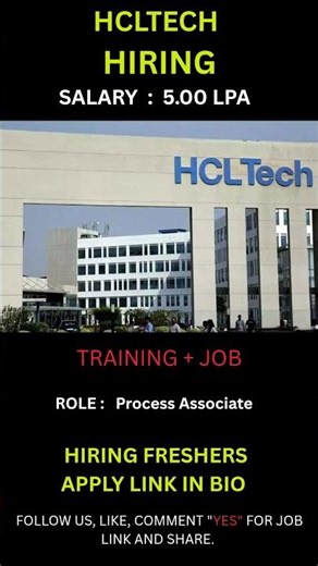 HCLTECH JOBS 2026 Hiring Freshers for Process Associate #freshersjobs