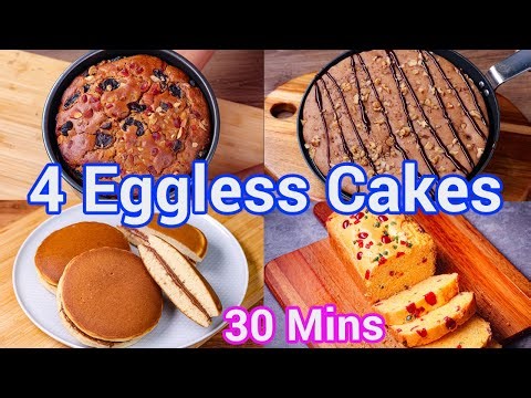 Eggless Cakes 4 Ways | Healthy Homemade Cakes | Bakery Style Recipes for All Occasions