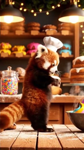 OMG! Baby Red Panda Chef Dances in a Bakery! 🤯 Cuteness Overload!