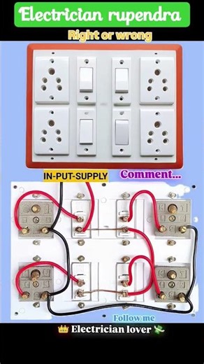4 switch aur 4 socket ka connection kaise karen #electrical #trending #electrician #automobile