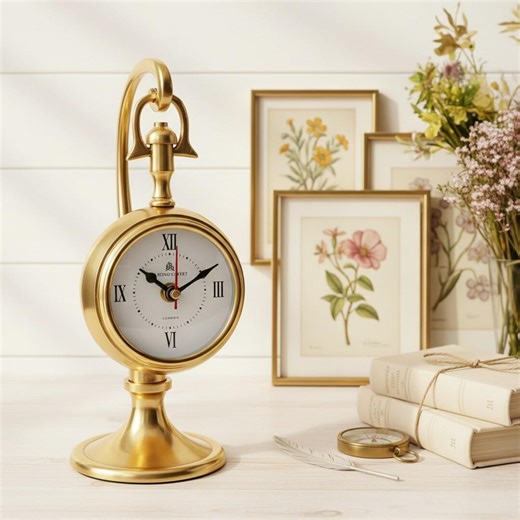 Vintage Brass Table Clock, Antique Gold Roman Numeral Desk Clock, Handmade Home Decor - Etsy