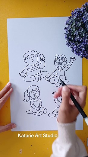 Cara Mudah Menggambar Orang Duduk | Katarie Art Studio