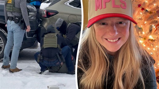 ICE smash female driver's window and drag her from car to detain her