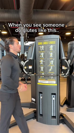 When you see someone do glutes like this.. 👀 This machine is actually for pull-ups, but it can be used as a glute machine 🍑 Hold the handles tight so your core doesn’t have to work as much ✅ Keep a 90-degree knee angle at the top ✅ Lean slightly forward to get a bigger glute stretch ✅ Before getting mad about shoes 👟 on the machine, just put a tissue under your shoe 👠 Now go try this exercise and let me know what you think 💭