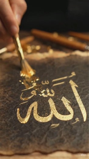 "Awesome look" ✨ Allah name Calligraphy' using Gold foil" 💛🖤#art #shorts #youtube #shortsfeed