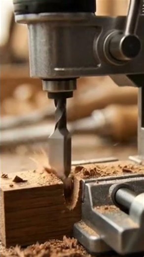 Mini Mortiser Machine 🔥 Perfect Square Hole in Wood | Satisfying DIY #Shorts