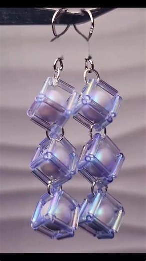 ✨ Glass Tube Cube Pearl Earrings DIY | 3 Cubes Linked Design #jewelrymaking #diyearrings