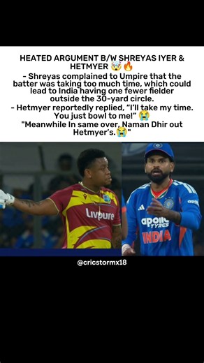 Shreyas Iyer and Hetmyer heated argument on field and dramatic wicket turnaround 🏏🇮🇳 #shreyasiyer