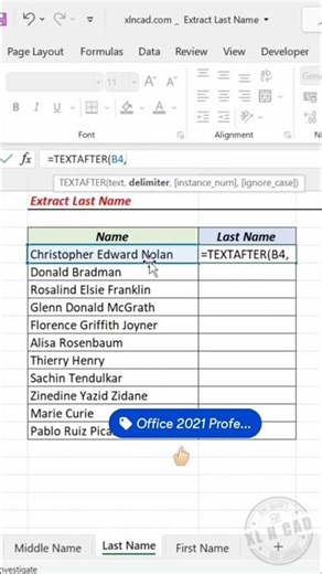last name formula in excel sheet #excel #computer #shorts #funk