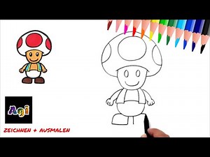 Wie malt man Toad aus Super Mario ❄️ einfach zeichnen für Kinder