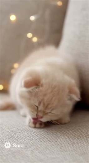 Munchkin kitten grooming
