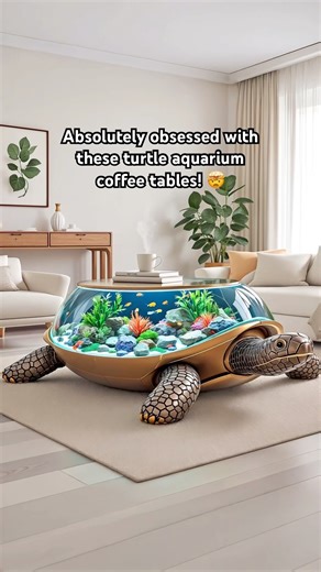 These turtle aquarium coffee tables look absolutely stunning! 🤯👏 #turtles #interiordesign