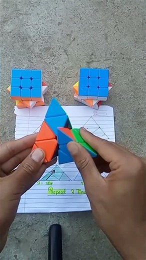 “Pyramid Cube Amazing Pattern 🔺 | Full Tutorial” step by step #puzzle #pyramidcube #ytshorts #cube