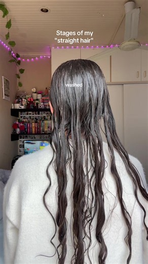 Stages of Straight Hair to Curly: Washed, Brushed, Styled, Air Dry Progress