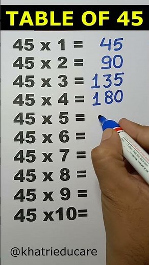 Table of 45, 45 ka pahada, Basic Maths #shorts #viral