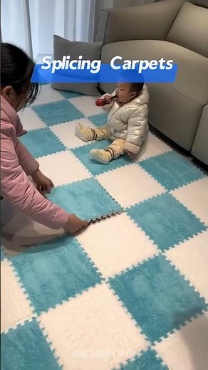 Plush Puzzle Foam Splicing Carpets Thick Interlocking Tiles With Border Square Rug#homegadgetshaven