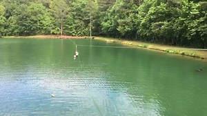 Testing the zip line at the dock! | Shocco Springs Baptist Conference Center