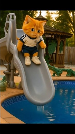 Naughty Nala went to play water slide during class! 頑皮Nala上課時去滑水梯! #catshortscute #貓咪日常 #adorablecat