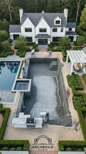 Transforming backyard into luxury pool #poolconstruction | ArchBuild Studio