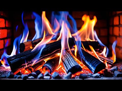 Experience a Cozy Fireplace in 4K 🔥 Colorful Flames & Burning Logs with a Warm Brick Wall Backdrop