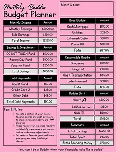 Baddie Paycheck Budget Planner, EDITABLE Budget Template, PDF Printable Budget Tracker, Finance Planner, Zero Based Budget Sheet - Etsy