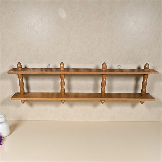 MCM Shelf Vintage Mid Century Wooden Wall Curio Spindle Tiered Shelf Shadow Box Hanging Shelf Shelves Primitive Farmhouse Country Decor - Etsy