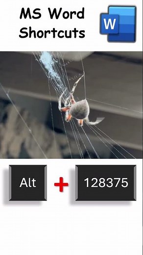 Shortcut to Add a Spider Emoji Symbol in MS Word