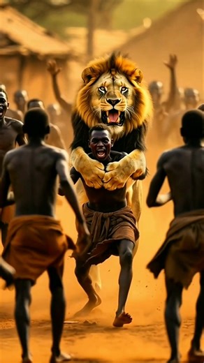 Angry Lion attack On A Weak Peoples #lion #animal #villagers #lionattack