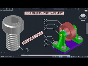 Belt Roller Support Assembly in AutoCAD Part -6 (Allen Bolt)
